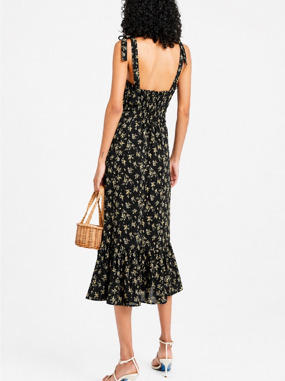 OPT Anthropologie Black Floral Toile Midi Dress - Picture 2 of 3